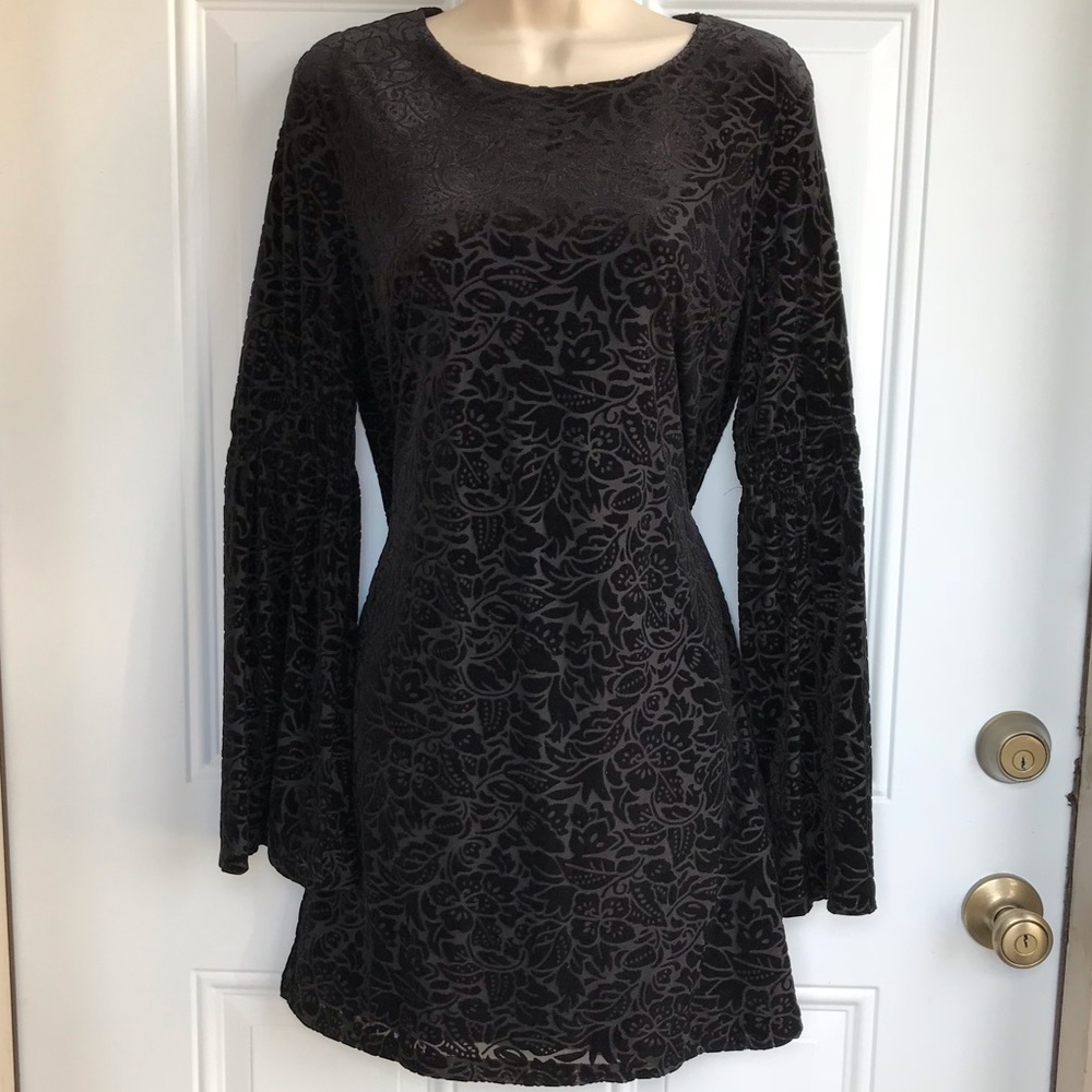 Adrienne Vittadini Black Bell Sleeve Dress NWT